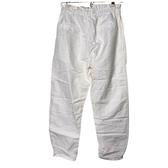 Zara High Waisted Paper Bag Pants White sz 2 - Picture 2 of 6